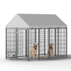 Large Dog Kennel Outdoor Pet Pens Dogs Run Enclosure Animal Hutch Metal Coop Fence with Roof Cover. 7.94'L x 4.13'W x 5.95'H.