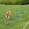 PawHut 4 Piece Dog Agility Starter Kit, Adjustable Jump Bars, Carry Bag, Blue