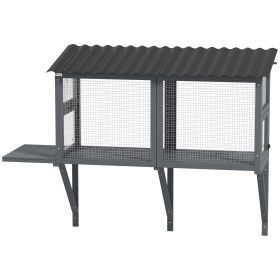 Wooden Cat Catio, Outdoor Cat Enclosure Window Perch With Jumping Platform, For Safely Enjoying Outdoor Sights, Gray (Option: Gray)